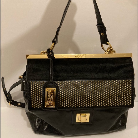 Badgley Mischka Handbags - Black Leather Badgley Mischka Handbag Gold Detail